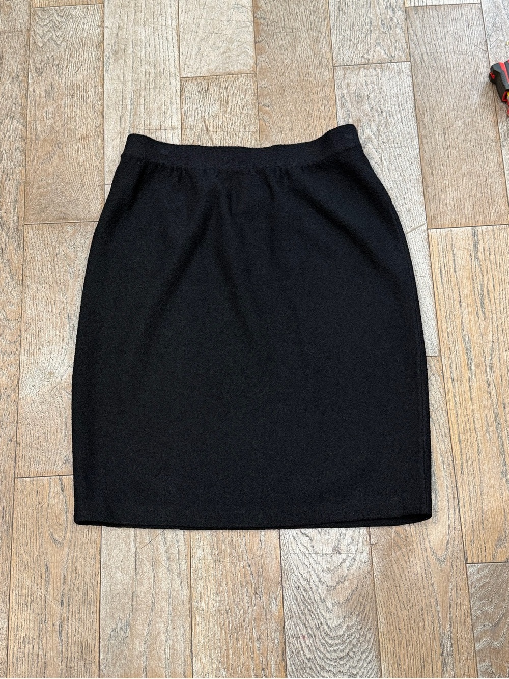 VTG St John Couture Marie Gray Black Knit Pencil Skirt Sz 12 Textured Stretch